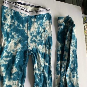 Vaenait Baby Blue Tie-Dye Pajama Shirt and Leggings Set